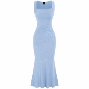 Dusty Blue Sleeveless Maxi Dress